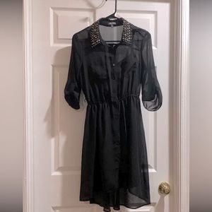 Lily Rose Sheer Dress with Rhinestone Studded Collar